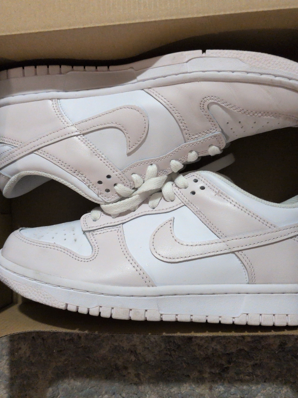 Nike Women's Low-Top Sneakers in Pale Pink and White